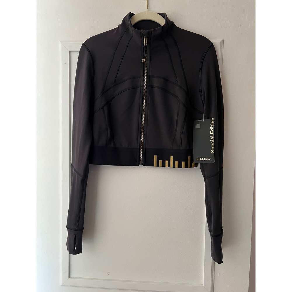 Rare Lululemon Define Jacket Cropped Gold Special Edition Black Everlux 8
